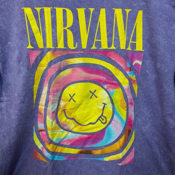 Nirvana Smiley Face Never Mind Grunge Mineral Wash Grunge Tshirt size Large - Picture 2 of 4